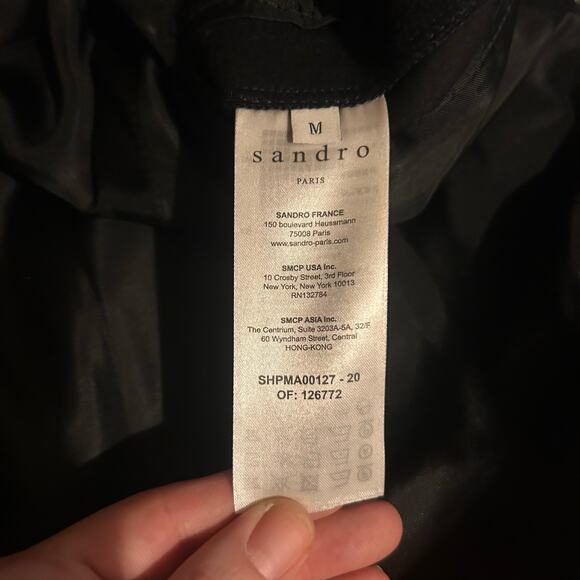 Sandro Black Pea Coat for Men - Picture 5 of 6